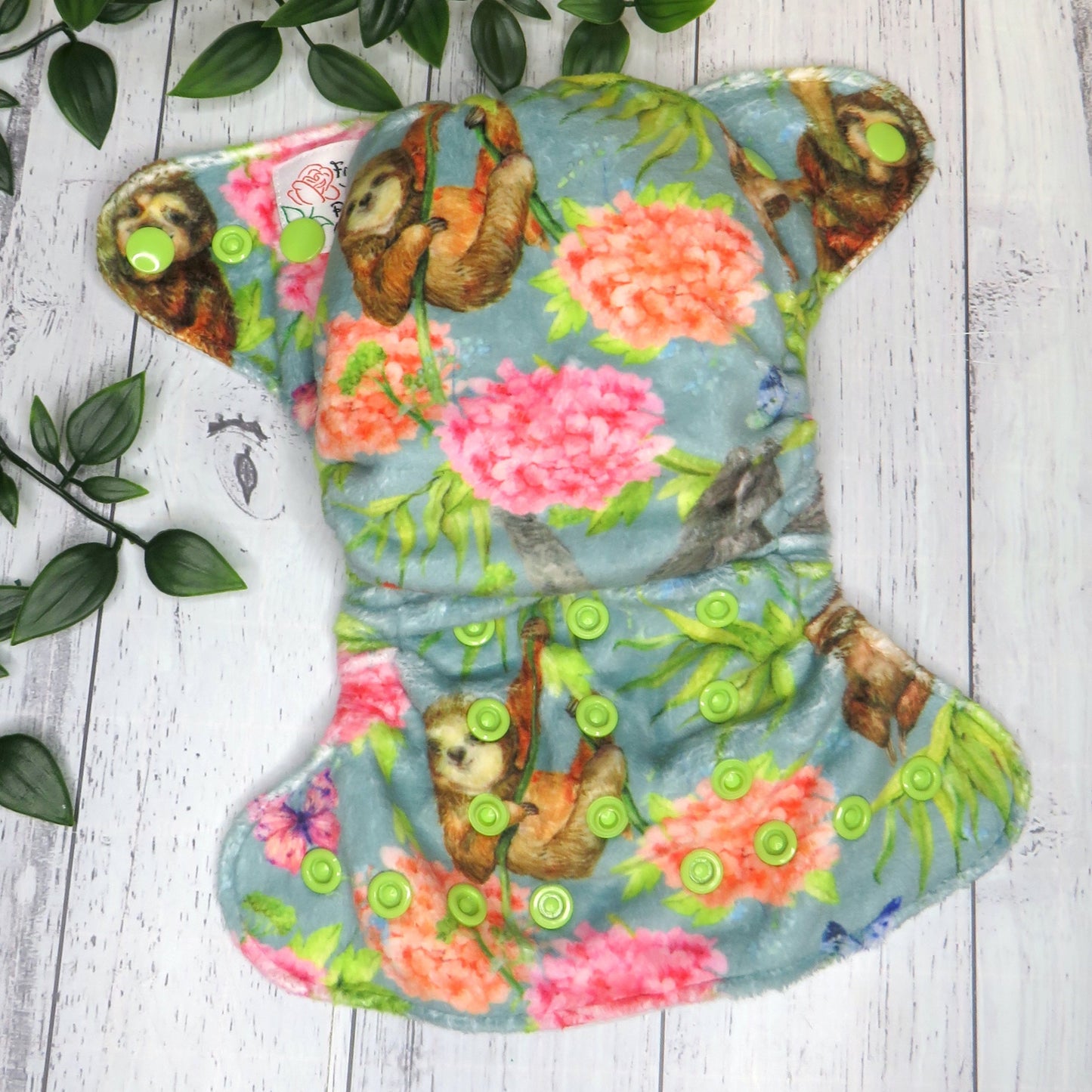Floral Sloth - Minky - Newborn