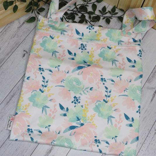 Soft Watercolour Flowers - Double Pocket Wetbag