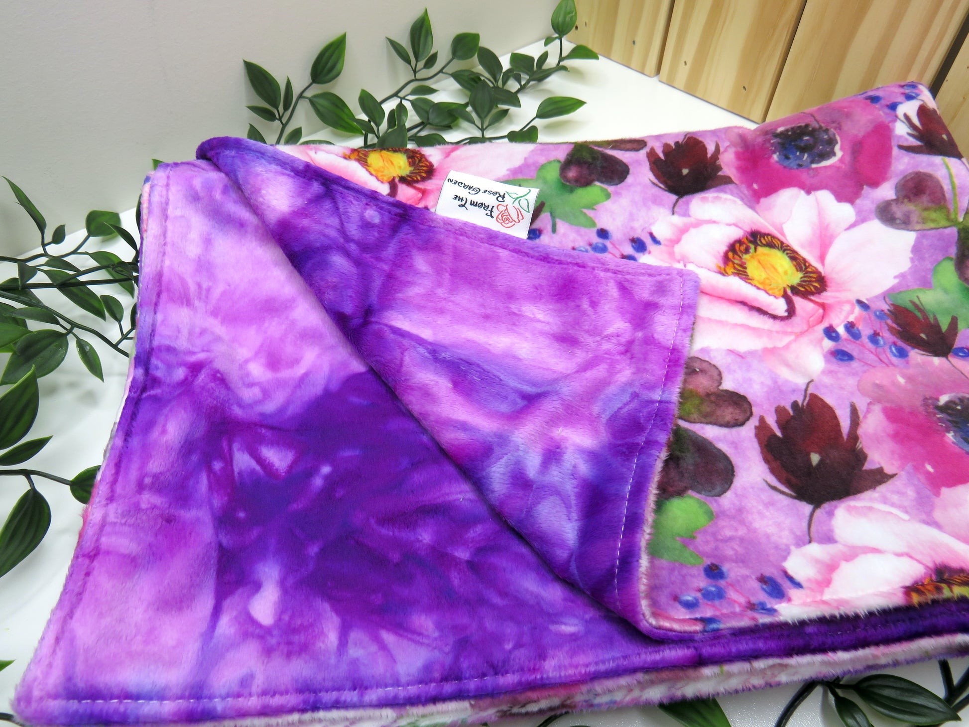 Purple Floral Minky Blanket From The Rose Garden